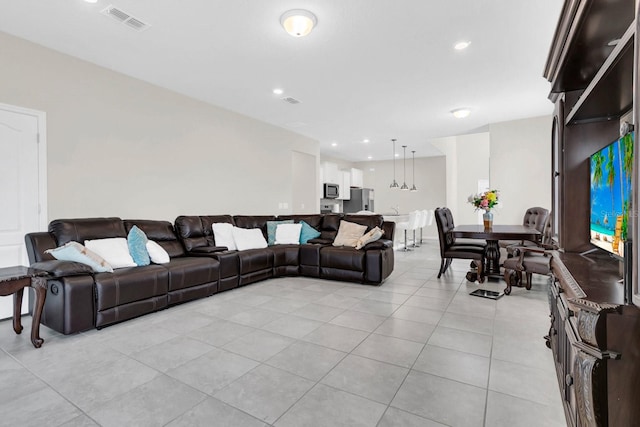 view of tiled living room