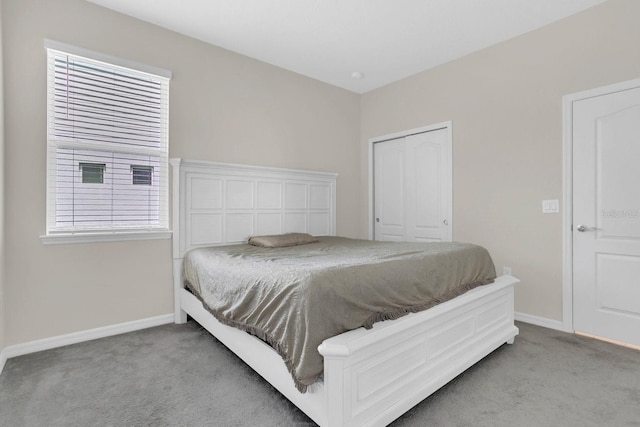 bedroom with a closet and carpet floors