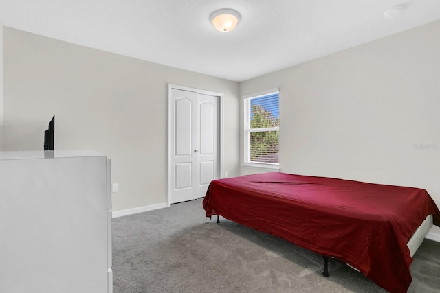 carpeted bedroom with a closet