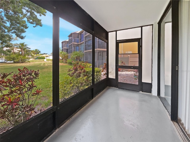 view of unfurnished sunroom