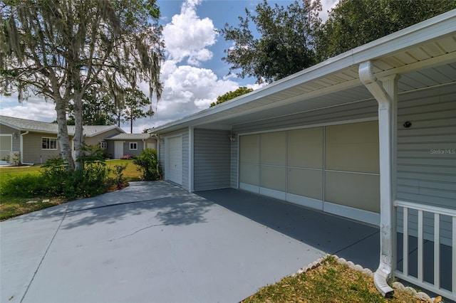 exterior space featuring a garage