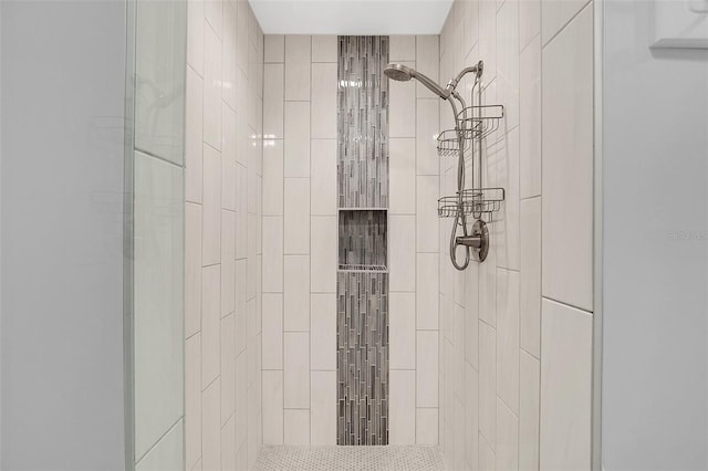 details featuring a shower with shower door