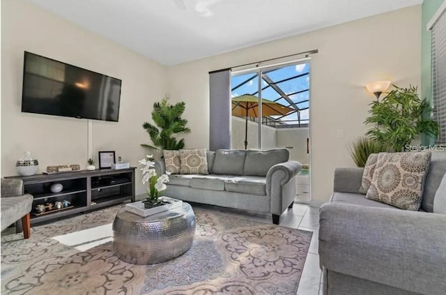 view of tiled living room