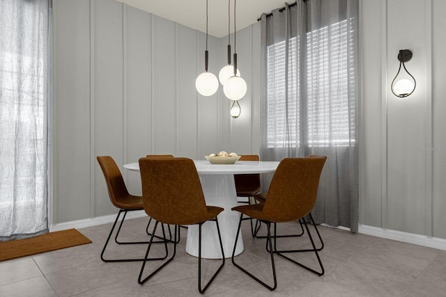 view of tiled dining room