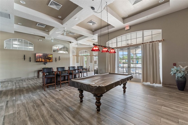 rec room with visible vents and wood finished floors