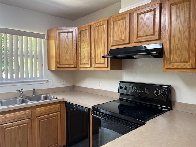 kitchen featuring sink and black appliances