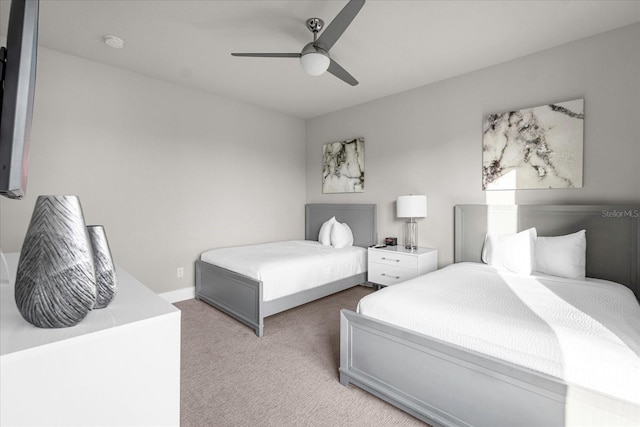 bedroom featuring carpet flooring and ceiling fan