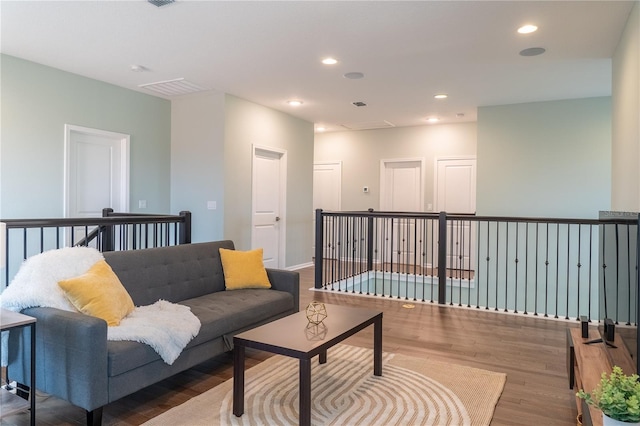 living room with hardwood / wood-style floors