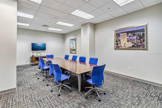 home office featuring a drop ceiling