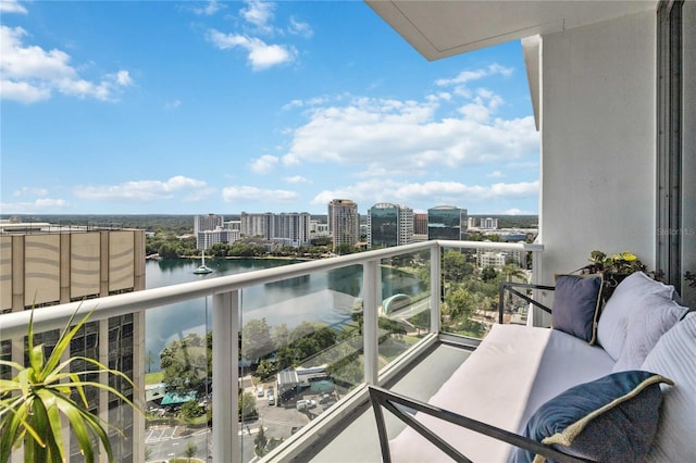 balcony with a water view