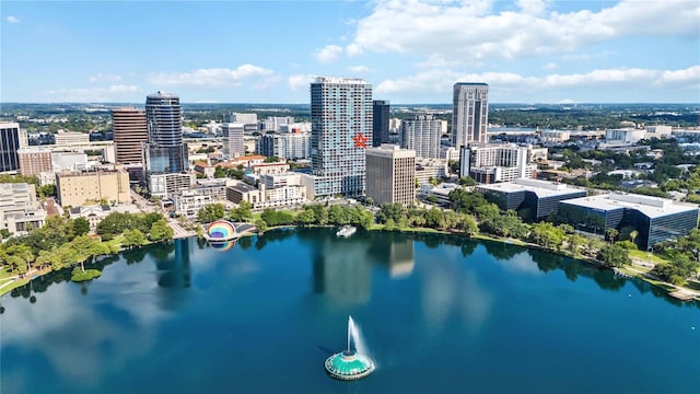 property's view of city featuring a water view