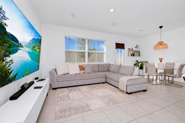 view of tiled living room