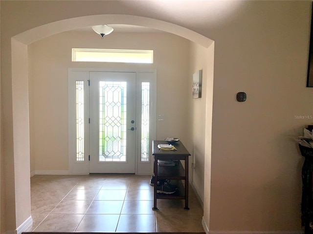 view of tiled foyer entrance