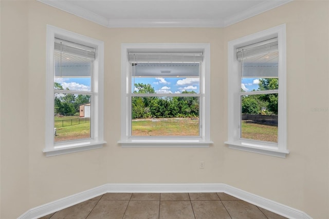 interior space with crown molding