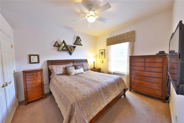 bedroom with carpet floors and ceiling fan