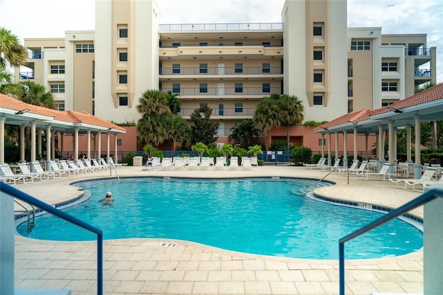 view of pool with a patio