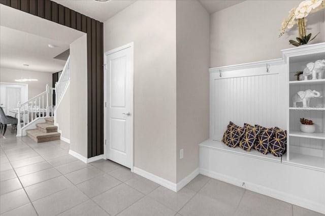 mudroom featuring light tile patterned floors