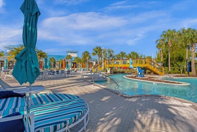 view of pool with a patio