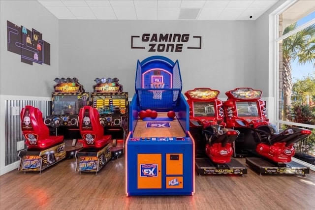 game room featuring wood finished floors