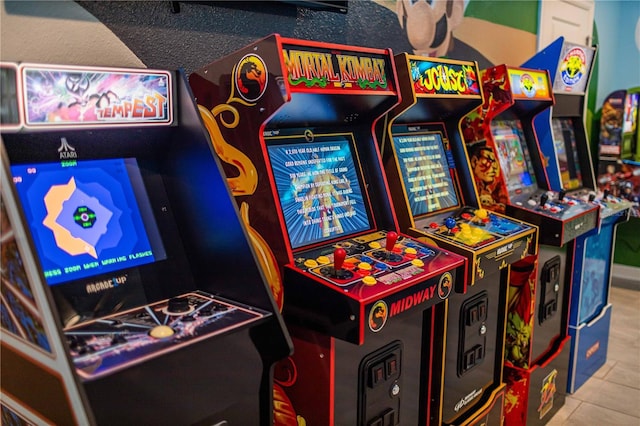 game room featuring tile patterned floors