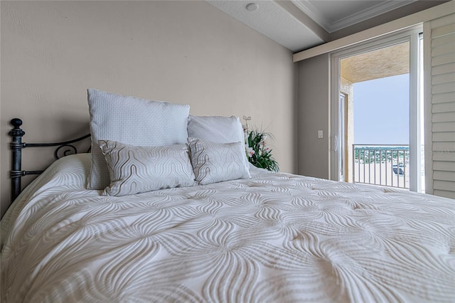 bedroom with ornamental molding