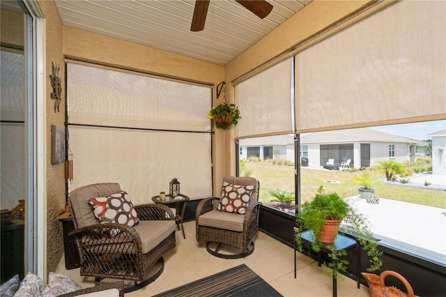 sunroom with wood ceiling