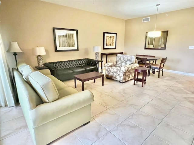 view of tiled living room