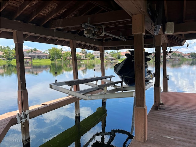 view of dock featuring a water view