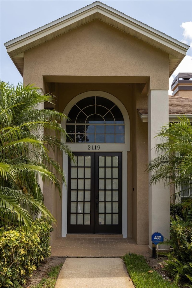 property entrance with french doors