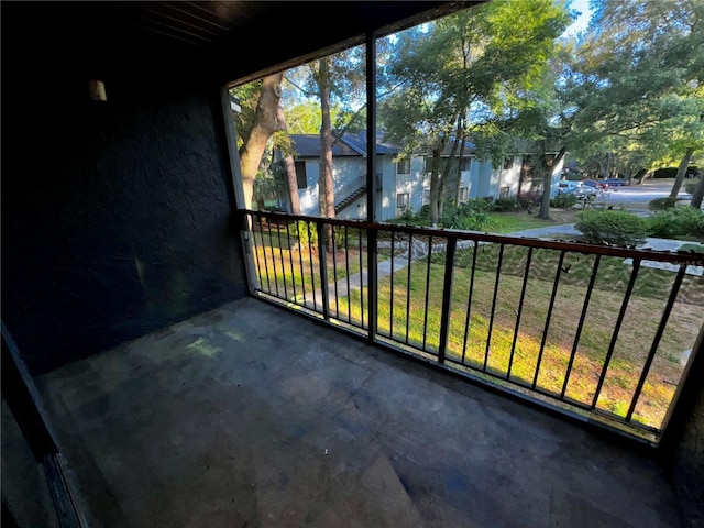 view of unfurnished sunroom