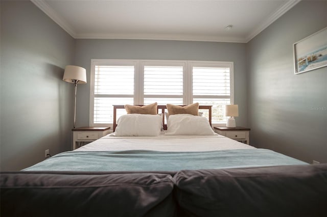 bedroom featuring crown molding