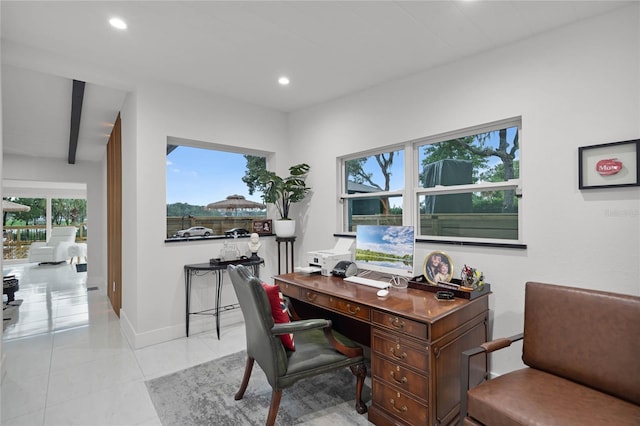 office featuring light tile patterned flooring