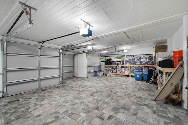 garage with a garage door opener