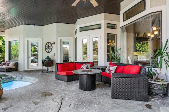 view of patio featuring outdoor lounge area and ceiling fan