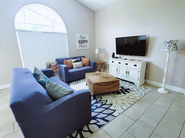 view of tiled living room