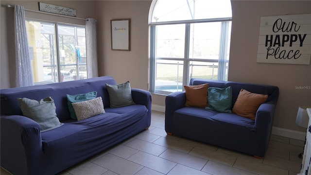 view of tiled living room