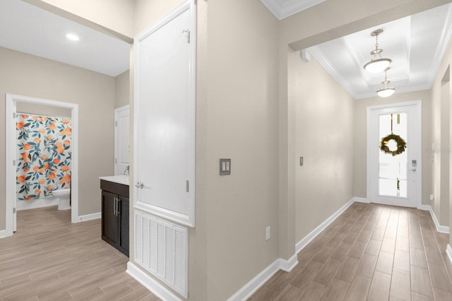 foyer entrance with ornamental molding