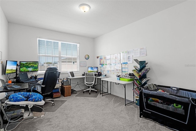 view of carpeted home office