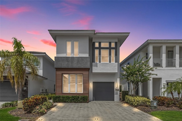 contemporary home with a garage