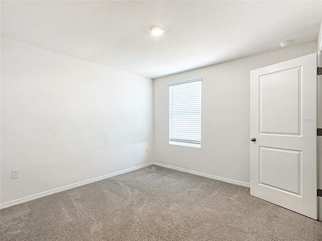 spare room featuring baseboards, carpet floors, and a textured ceiling