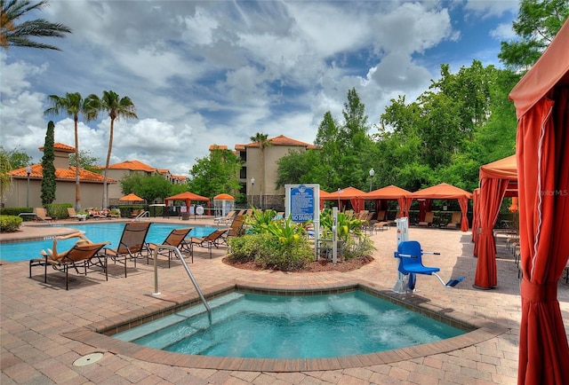 view of pool featuring a patio