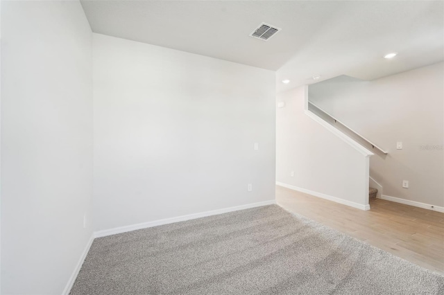 empty room with light wood-type flooring