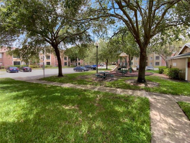 view of yard featuring a playground