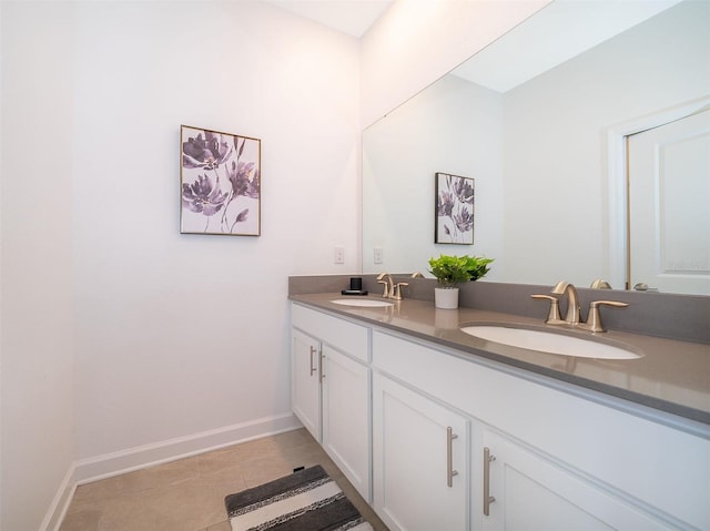 bathroom featuring tile patterned flooring and vanity