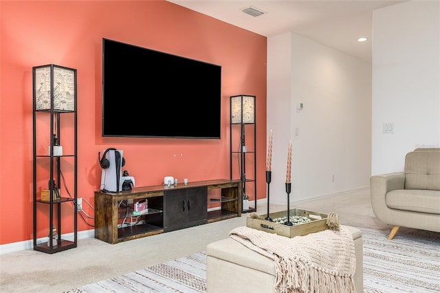 living room with carpet floors