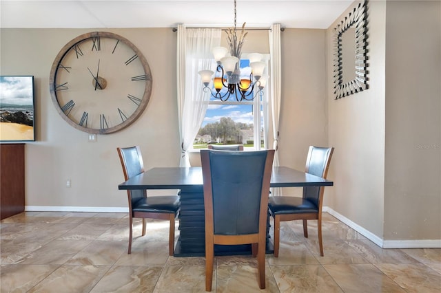 dining room with an inviting chandelier