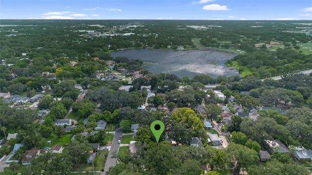 aerial view with a residential view and a water view