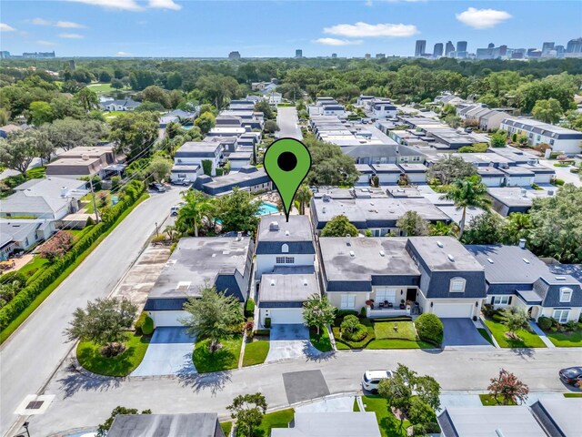 aerial view with a residential view