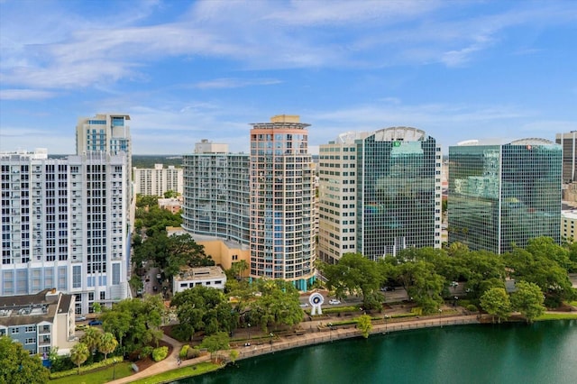 exterior space with a water view