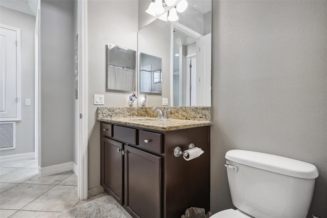 bathroom featuring tile patterned flooring, vanity, and toilet